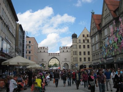 Munich. Karlstor (Karls Gate) at the End of Neuhauser Strasse