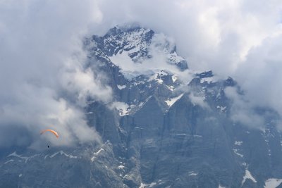 Grindelwald. Paragliding in the mist