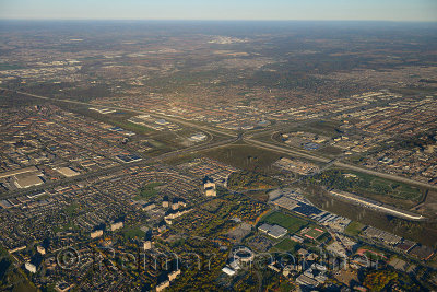 Aerial view north west York University with highway 407 and 400 Toronto and Vaughan