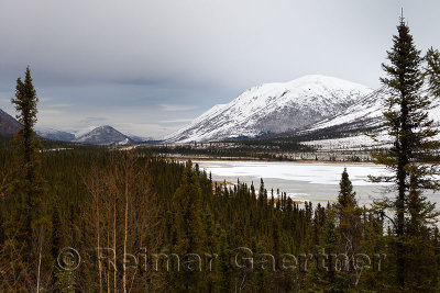 Remote and frozen Grayling Lake along the Dalton Highway Alaska in the Fall