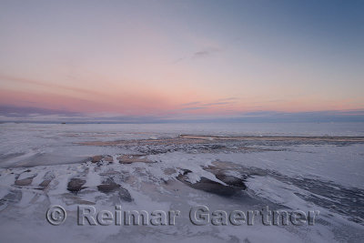 Dusk on the Sag river with distant oil wells at Deadhorse Prudhoe Bay Beaufort Sea Arctic Ocean Alaska