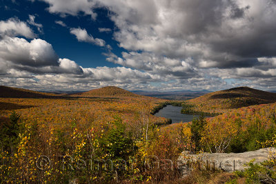 Spruce Hardwood and Kettle Mountains with Kettle Pond in the Fall from Owls Head lookout Vermont