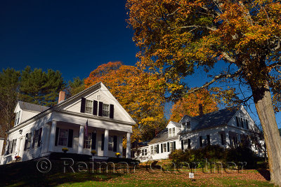 Historic Village homes in Peacham Vermont in the Fall