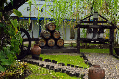 Antiques at the front of the Brugal Rum factory in Puerto Plata Dominican Republic