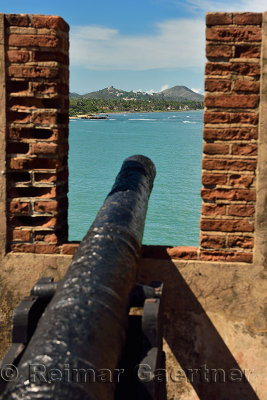 Canon at Fort St Philip pointing to Puerto Plata Bay Dominican Republic