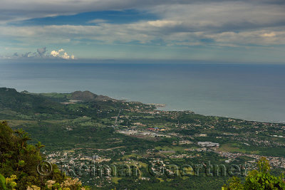 View north from Mount Isabel de Torres mountain of Puerto Plata and Ocean World Park