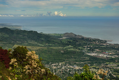 View west from Mount Isabel de Torres mountain of Puerto Plata with Ocean World Park