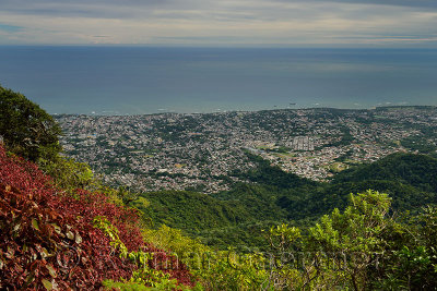 Aerial view of Puerto Plata on the Atlantic ocean from Isabel de Torres Mountain