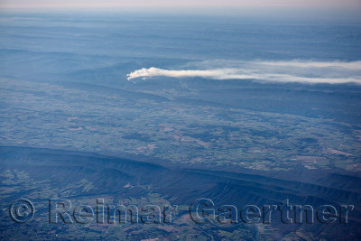 Aerial view of forest fire in Appalachian mountains at Fulks Run and Broadway Virginia 