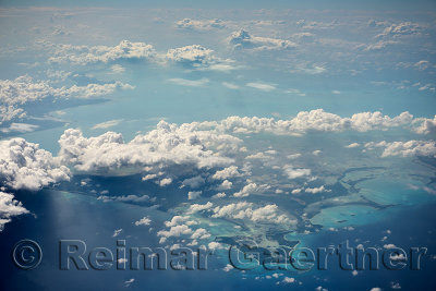 Aerial view of the remote Crooked Island in the Bahamas in the Atlantic Ocean