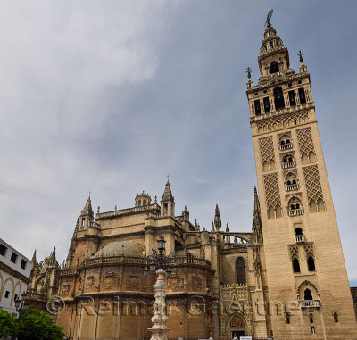 Cathedral of Saint Mary of the See from Plaza Virgen de los Reyes Seville Spain