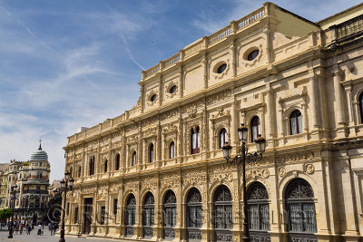 Casa consistorial Town Hall with the Adriatic Building from Plaza de San Francisco Seville Spain