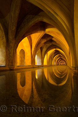 Baths of Lady Mary of Padilla ancient rainwater pool under Alcazar palace Seville Andalusia