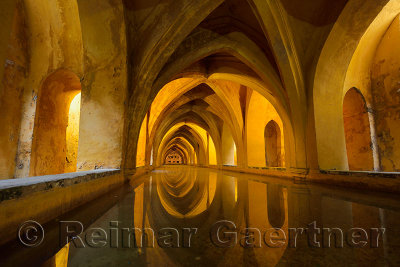 The Baths of Lady Mary of Padilla rainwater tank pool under Alcazar palace Seville Andalusia