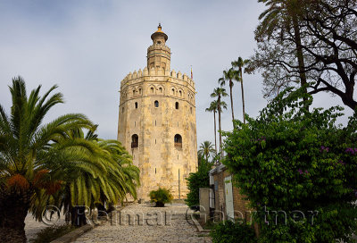 Torre del Oro or Gold tower of moorish design on the Guadalquivir river Seville Spain