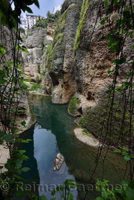 Guadalevin river at El Tajo Gorge from the Arab fortress secret water mine in Ronda Spain