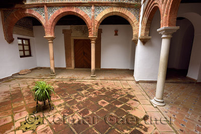 Mudejar style in open courtyard at Mondragon Palace and Ronda Museum Andalusia Spain