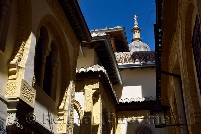 Ancient Alcaiceria Souk now a shopping area next to the Granada Cathedral spire