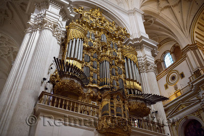 Gold leaf on Pipe organ of the Granada Cathedral of the Incarnation
