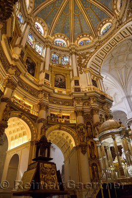 Chancel rotunda ceiling dome with tabernacle in the Granada Cathedral of the Incarnation