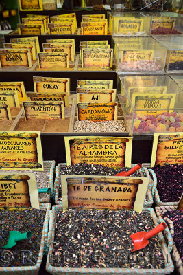 Spice and tea shop on the Capuchinas street at Romanilla Plaza of Granada Spain