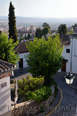 View of Granada Cathedral from Church of Saint Nicholas lookout Andalusia Spain