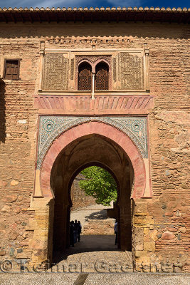 East side of Wine Gate or Puerta del Vino at Alhambra Palace Granada Spain