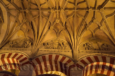 Old Testament figures on high ceiling of the Hypostyle Prayer Hall in the Cordoba Cathedral Mosque