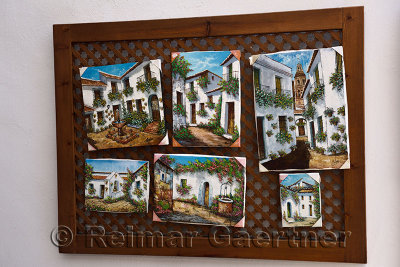 Paintings on canvas of outdoor Cordoba Patios festival of potted flowers