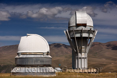 Assy astronomical observatory telescope towers on the mountain plateau of Assy Turgen Kazakhstan