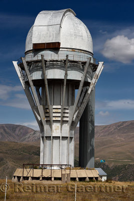 Assy astronomical observatory telescope tower on the mountain plateau of Assy Turgen Kazakhstan