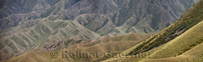 Panorama of the Sopka Sarytau mountains east of Assy Turgen Plateau Kazakhstan