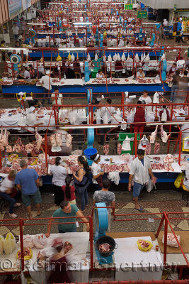 Raw fresh meat butchers at Green Market Almaty Kazakhstan