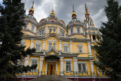 North side Ascension Cathedral Russian Orthodox wood church in Almaty Kazakhstan