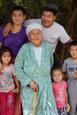 Kazakh family on road trip to Altyn Emel National Park Kazakhstan