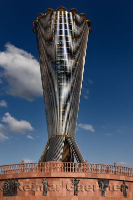 Altyn Shanyrak monument in Shymkent with 137 steel pillars representing nations brought together in Kazakhstan