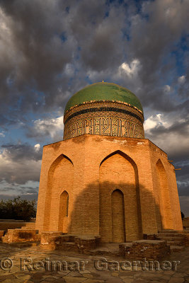 Mausoleum of Rabigha Sultan Begum at dawn with clouds Turkestan Kazakhstan