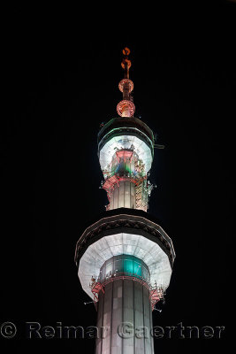 Detail of TV transmitters on the Almaty Tower Kazakhstan at night