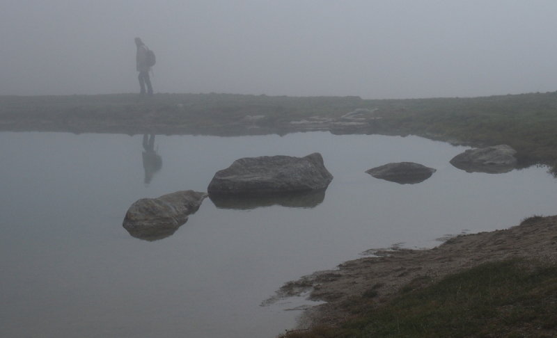 start our hike in the fog