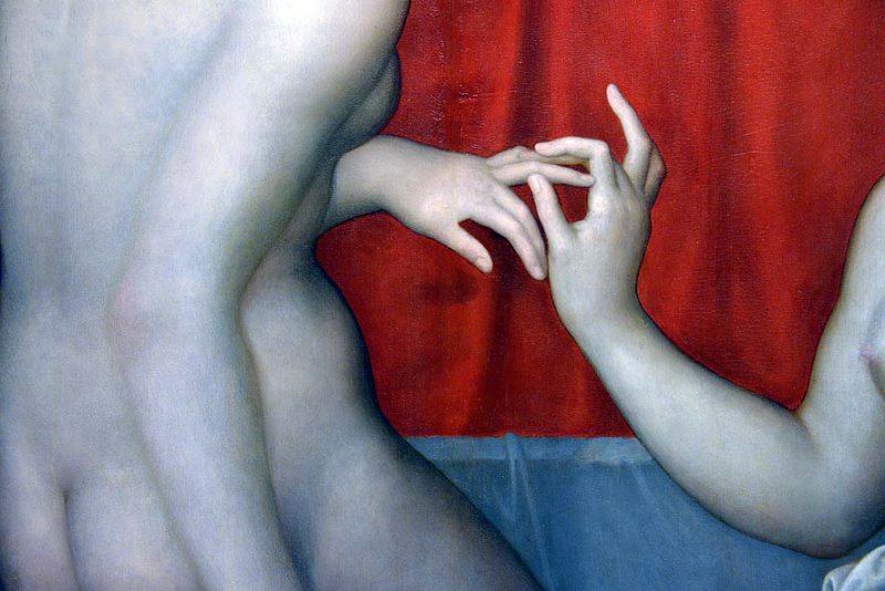 Scuola di Fontainebleau - Portrait of Gabrielle dEstres and one of her sisters (16th century), detail - Uffizi Gallery - 7780