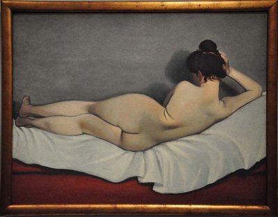 Flix Vallotton - Femme de dos couche sur un canap rouge (1906) -  8396