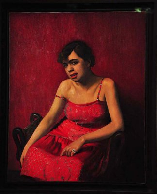Flix  Vallotton - la Roumaine en robe rouge (1925), muse d'Orsay - 8540