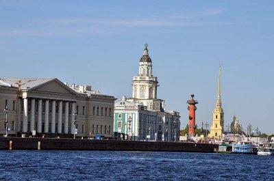 On the Neva - Kunstkamera, Rostral Columns and  Peter and Paul Fortress  - 8336