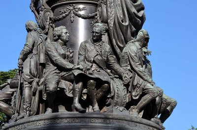 Bezborodko and Betskoy on Catherine II monument - Ostrovskogo square - 8455