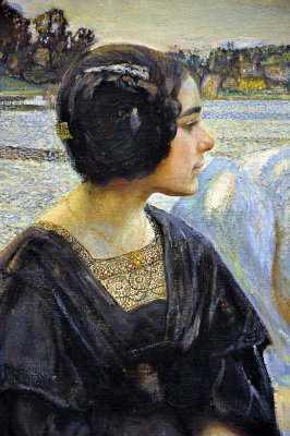 Isaac Brodsky - Portrait of Lubov Brodskaya, wife of the painter, on the terrace (1908), detail - 9521