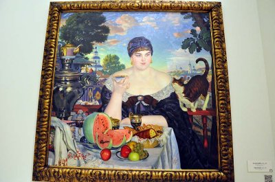 Boris Kustodiev - Merchant's wife at tea (1918) - 9638