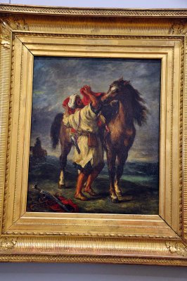 Delacroix -  Moroccan saddling a horse (1855) - 0754