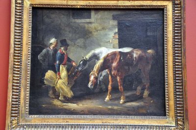 Thodore Gricault (1791-1824) - Deux chevaux de poste  la porte d'une curie (1823) - 0639