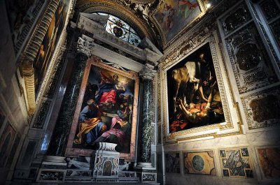 Carracci - Assumption of the Virgin Mary and Caravaggio - Conversion on the Way to Damascus (1600-1301) -  Cerasi Chapel - 2050