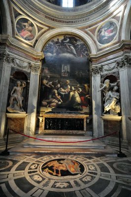 Bernini: Daniel (left), Habbakuk and the Angel (right) - Painting: Birth of the Virgin (Sebastiano del Piombo & Salviato) - 2057